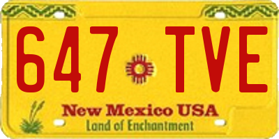 NM license plate 647TVE