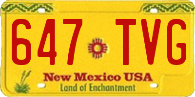 NM license plate 647TVG
