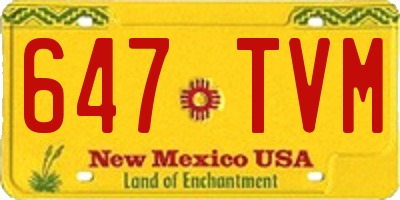NM license plate 647TVM