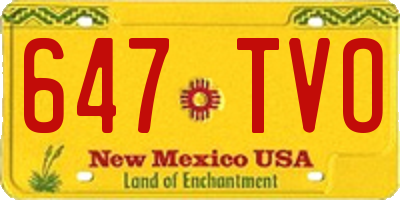 NM license plate 647TVO