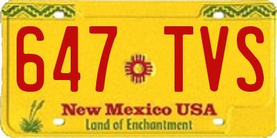 NM license plate 647TVS