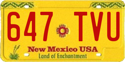 NM license plate 647TVU