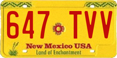 NM license plate 647TVV
