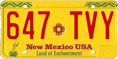 NM license plate 647TVY
