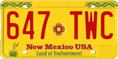 NM license plate 647TWC