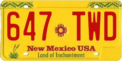 NM license plate 647TWD