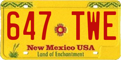 NM license plate 647TWE