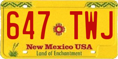 NM license plate 647TWJ