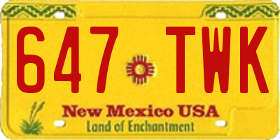 NM license plate 647TWK