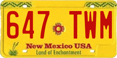 NM license plate 647TWM
