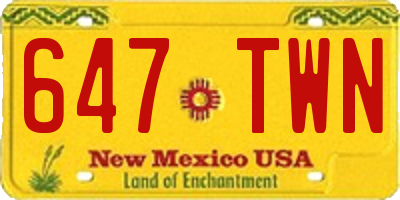 NM license plate 647TWN