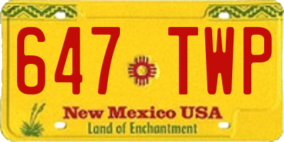 NM license plate 647TWP