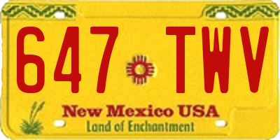 NM license plate 647TWV