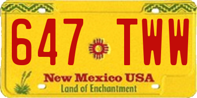 NM license plate 647TWW