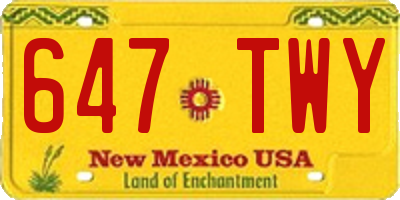 NM license plate 647TWY