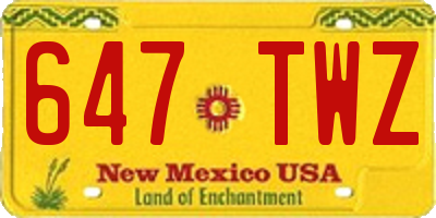 NM license plate 647TWZ