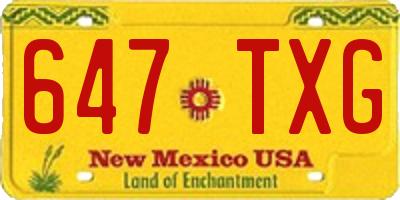 NM license plate 647TXG