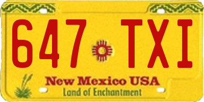 NM license plate 647TXI