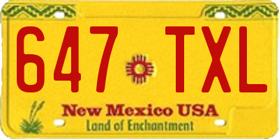 NM license plate 647TXL