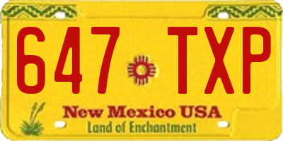 NM license plate 647TXP
