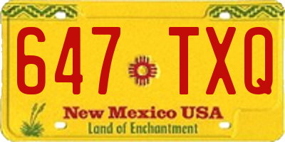 NM license plate 647TXQ