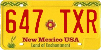 NM license plate 647TXR