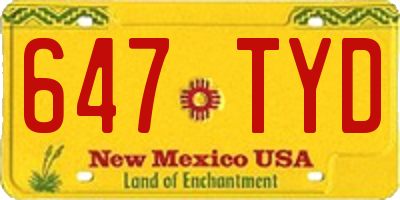 NM license plate 647TYD