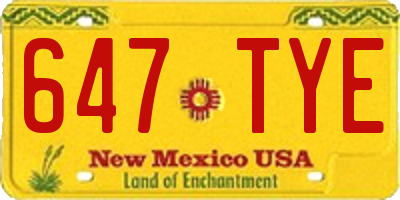 NM license plate 647TYE