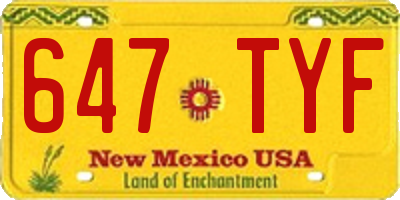 NM license plate 647TYF