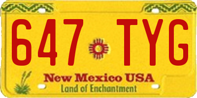 NM license plate 647TYG