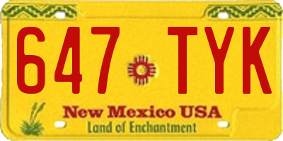 NM license plate 647TYK