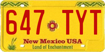 NM license plate 647TYT