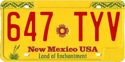 NM license plate 647TYV