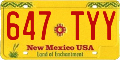 NM license plate 647TYY
