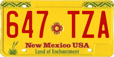 NM license plate 647TZA