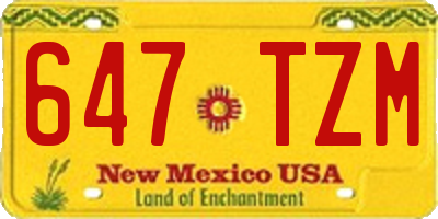 NM license plate 647TZM