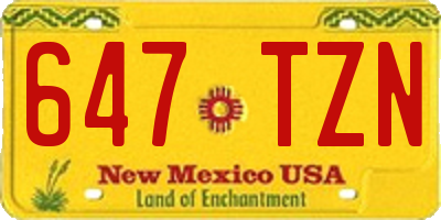 NM license plate 647TZN