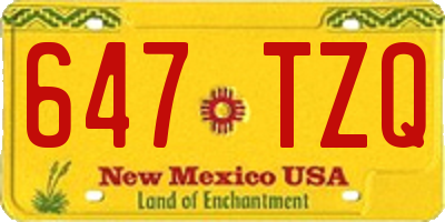 NM license plate 647TZQ