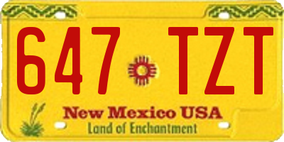 NM license plate 647TZT