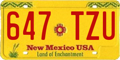 NM license plate 647TZU