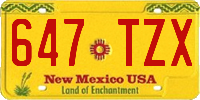 NM license plate 647TZX