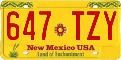 NM license plate 647TZY