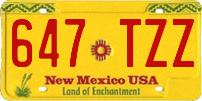 NM license plate 647TZZ