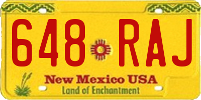 NM license plate 648RAJ