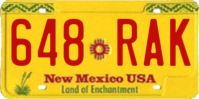 NM license plate 648RAK