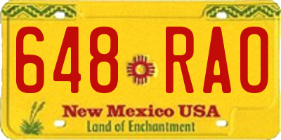 NM license plate 648RAO