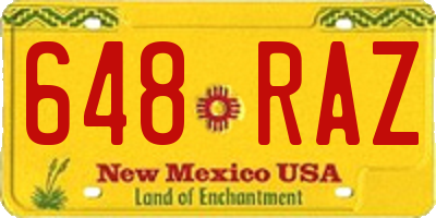 NM license plate 648RAZ
