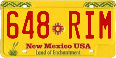 NM license plate 648RIM