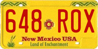 NM license plate 648ROX