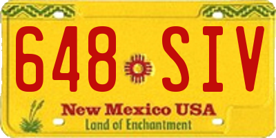 NM license plate 648SIV